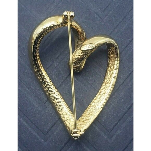 Anne Klein Open Heart Gold Tone Brooch - Picture 2 of 3